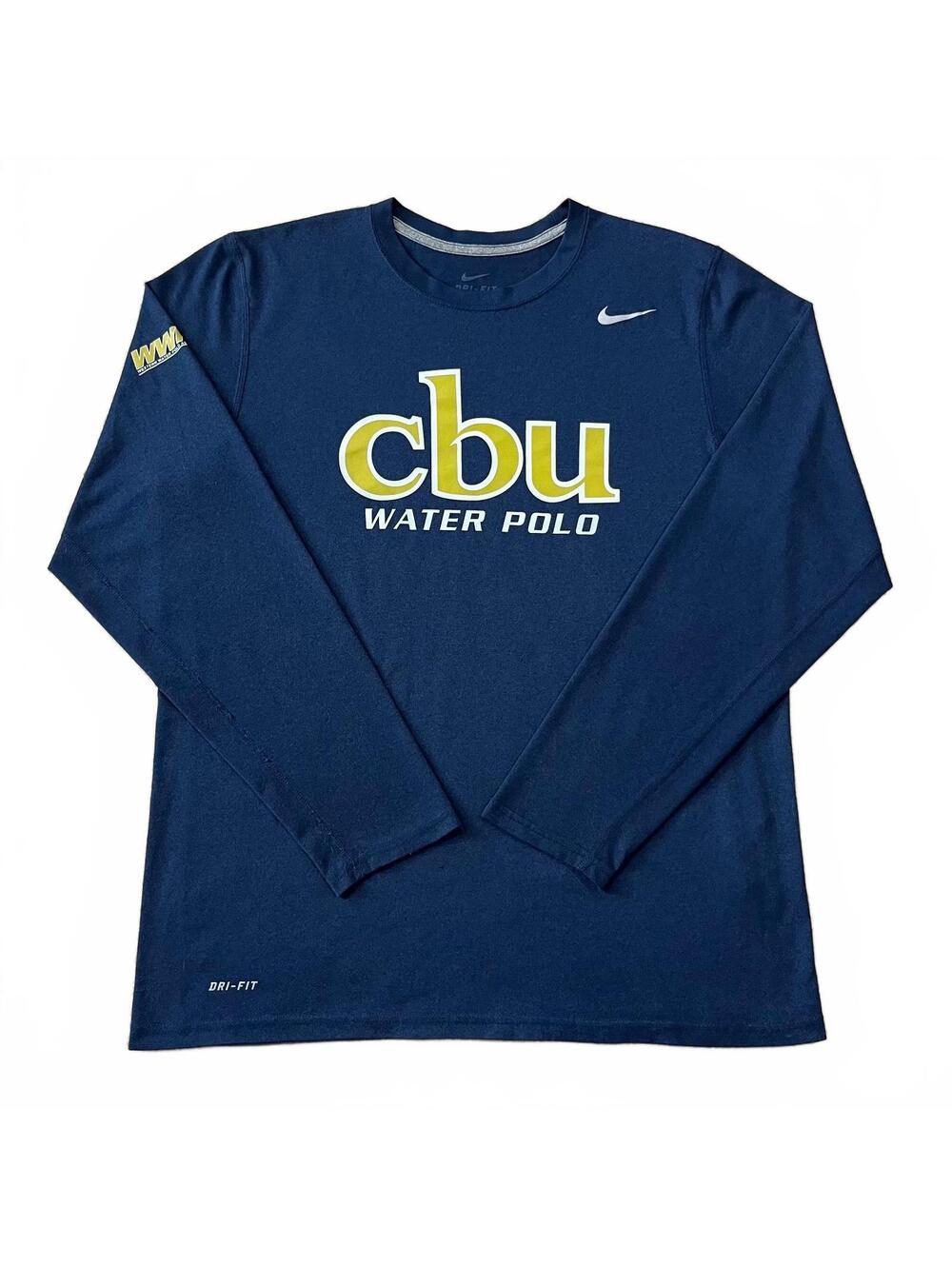 CBU Lancers Water Polo Nike Long Sleeve T Shirt Blue Size Large
